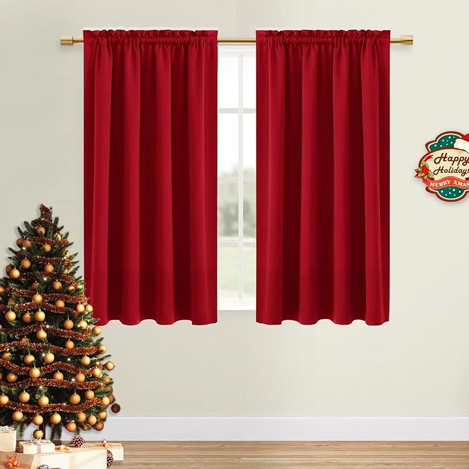 DWCN Christmas Blackout Curtains Room Darkening Thermal Insulated Bedroom by DWCN