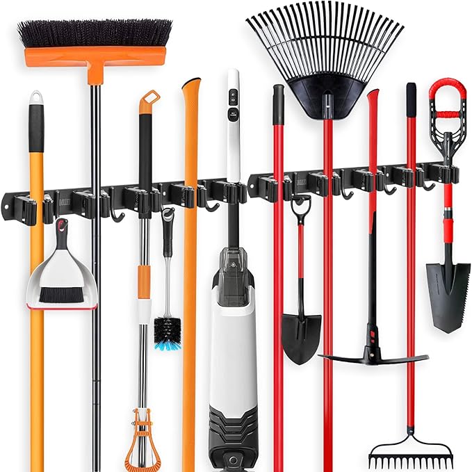 IMILLET 2 Pack Broom and Mop Holder Wall Mounted, Broom Holder Stainless Steel by IMILLET