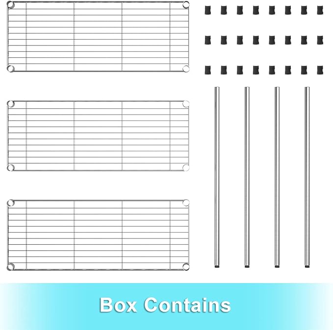 Auslar 3-Shelf Storage Wire Shelves Heavy Duty 3 Tiers Standing Shelving Units - Image 7