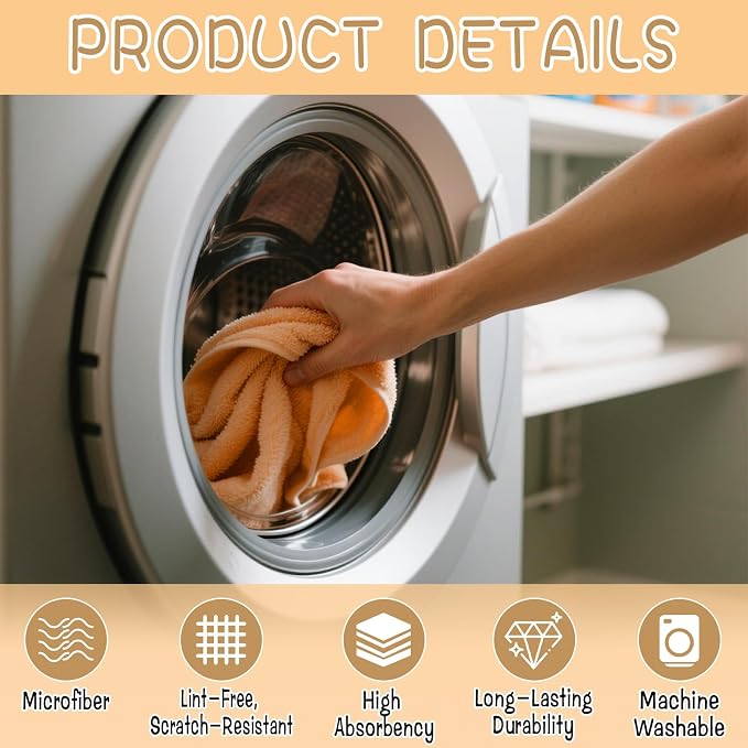 6 Pack Extra Large Microfiber Cleaning Cloths 20"x30", Lint-Free Reusable Towels - Image 3