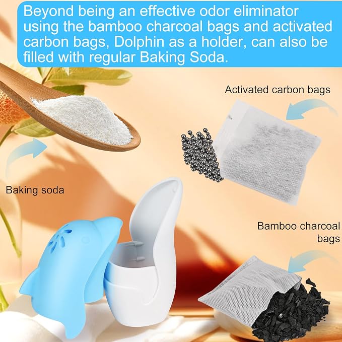Asltw Upgrade Cute Fridge Deodorizer, Dolphin Fridge Cleaner, Freezer Odor - Image 6