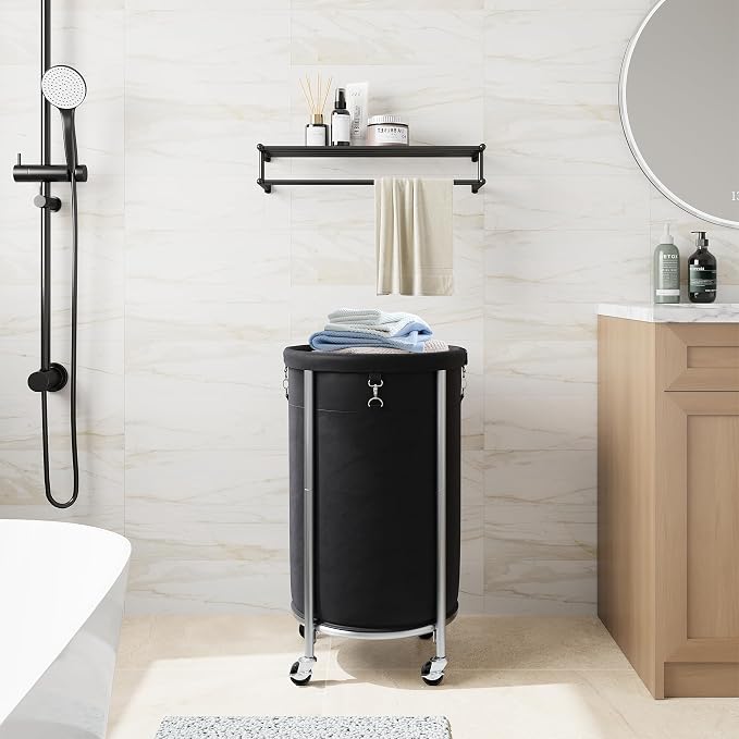 ELYKEN Laundry Hamper with Wheels, 110L Rolling Laundry Basket, Round Laundry - Image 8