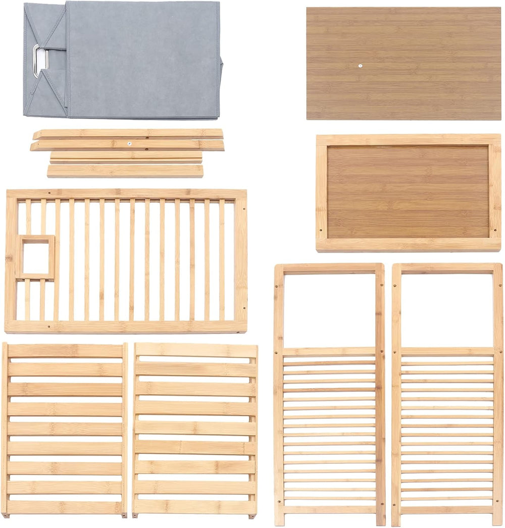 Bamboo Laundry Hamper Stand - 15.7''x11.8''x37.4'' Fr...