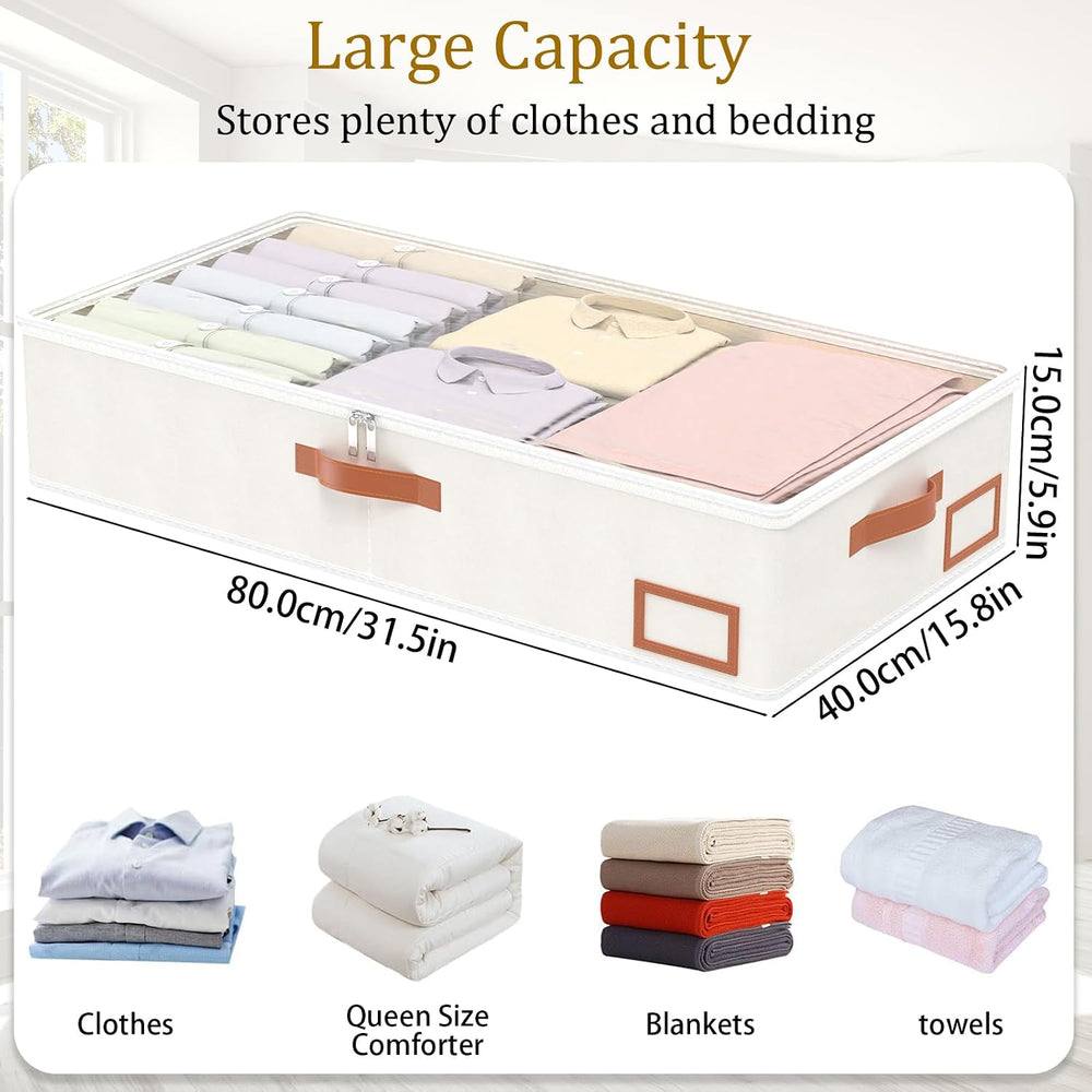 Yawinhe 48L Under Bed Storage Containers,4 Pack Blanket Bags,Beige
