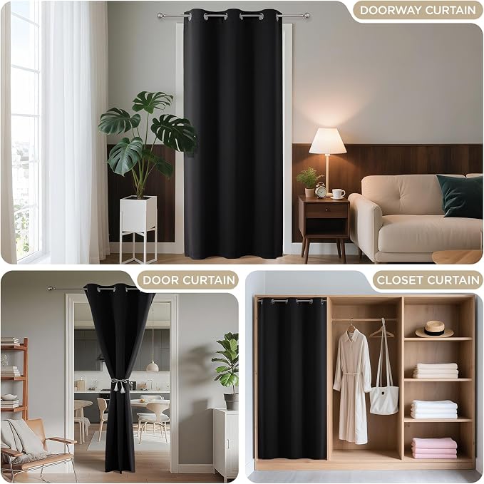 Joydeco Blackout Door Curtain for Doorway Privacy 78 Inches Long, Grommet - Image 4