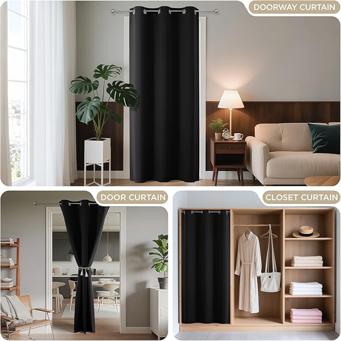 Joydeco Blackout Door Curtain for Doorway Privacy 108 Inches Long, Grommet - Image 4