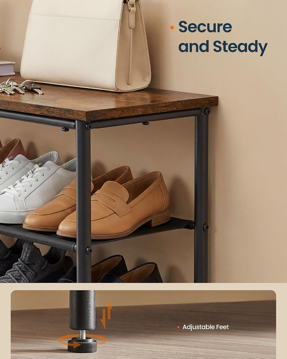 SONGMICS HOME 5-Tier Shoe Rack, Free Standing Shoe Storage Organizer, 12 x 47...