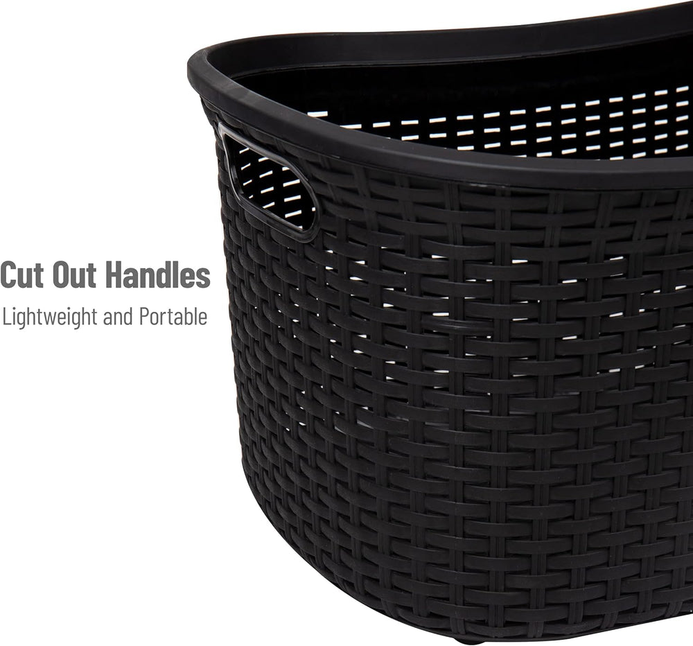 Mind Reader 40L Laundry Basket, Clothes Hamper, Premium Wicker Design, Plasti...