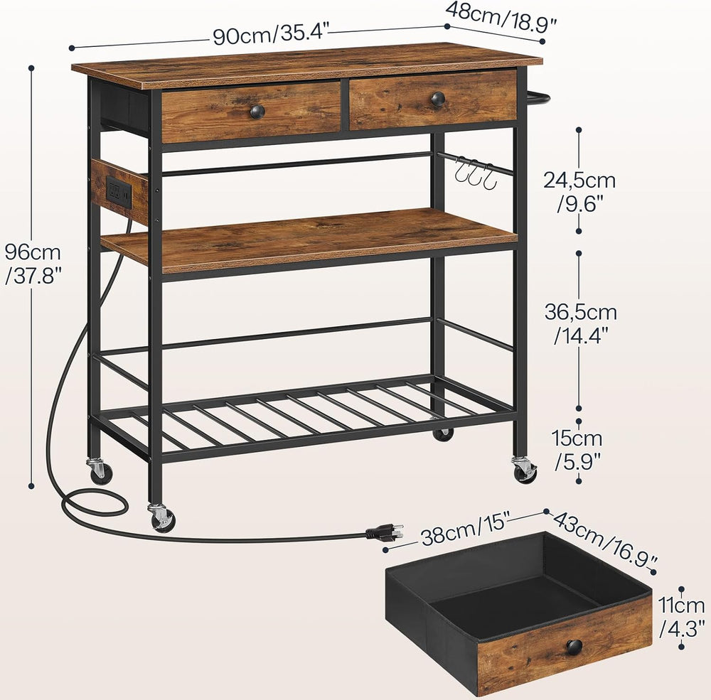 HOOBRO Kitchen Island with Storage, Rolling Island Cart for Kitchen with 2 Dr...