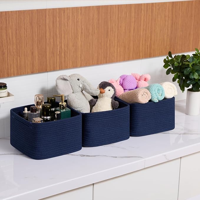 Small Organizing Baskets for Cubes Shelf, 9.7x9.7x7.1 Inch Rope Woven Storage - Image 6