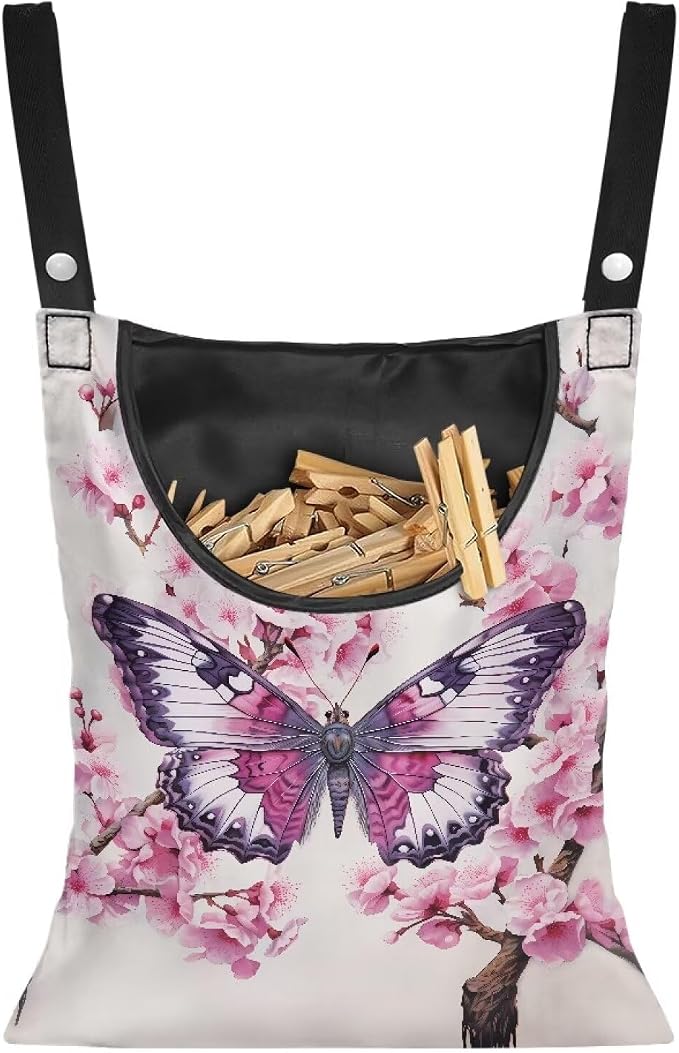 Clothes Pin Hanging Bag, Butterfly Clothes Pins Bag Holder Outdoor 4.Stylish by Unknown