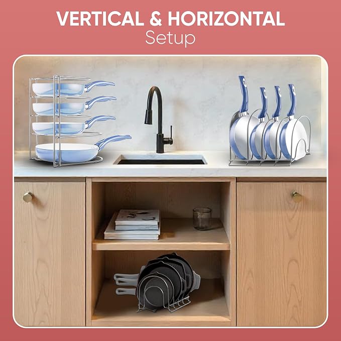 Heavy-Duty Pots and Pans Organizer | 5-Tier Cookware & Lid Storage Rack | - Image 7