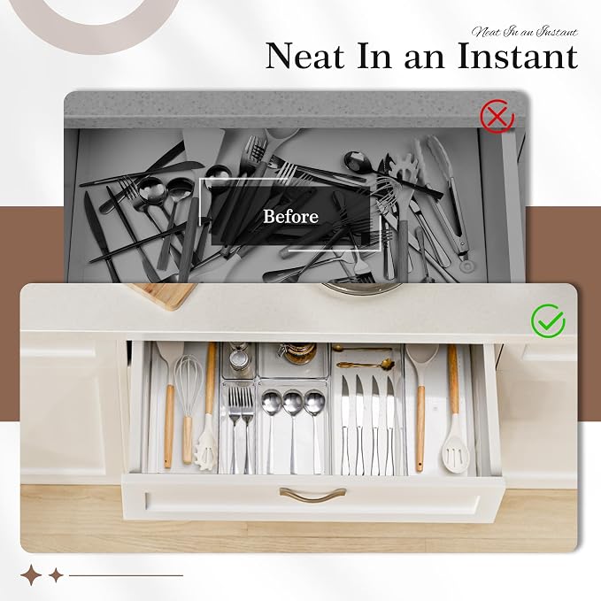 Criusia 14 PCS Clear Plastic Drawer Organizer Set - Image 8