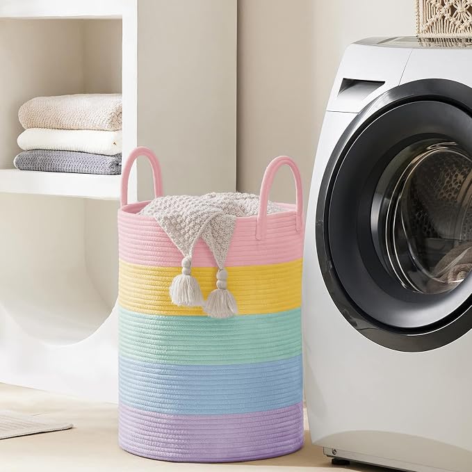 YOUDENOVA Laundry Hamper Basket, Woven 58L Tall Laundry Basket - Image 6
