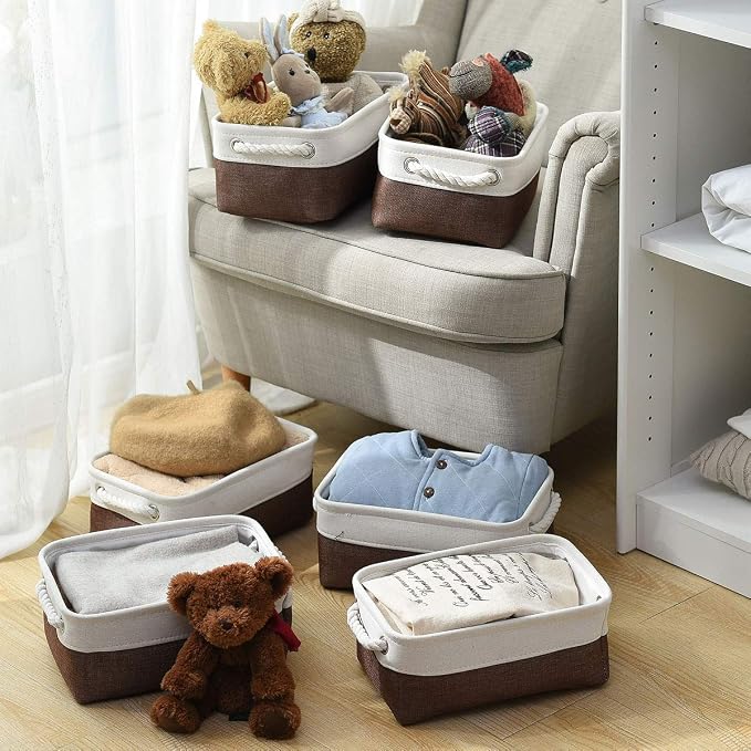 Small Storage Baskets for Shelves, Fabric Storage Baskets for Closet,