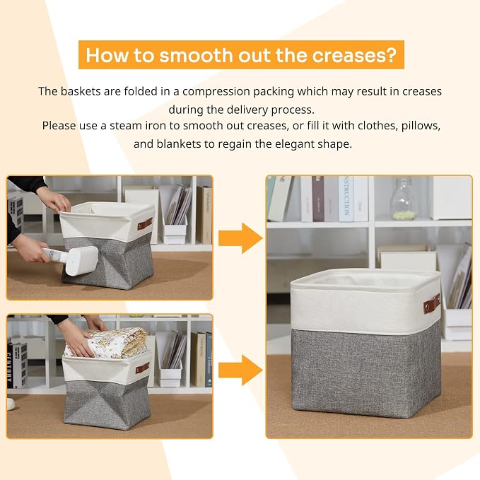 DULLEMELO 11 Inch Cube Storage Bins Fabric Storage Cubes 4 Pack Foldable Cube - Image 6