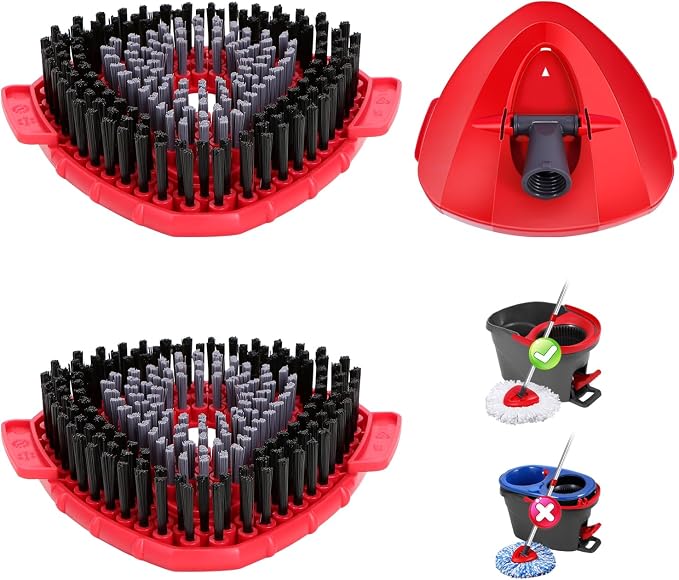 2 Pcs Full-Coverage Spin Mop Scrub Brush Head and 1 Mop Base Part Replacement by WaIEJiemiHome