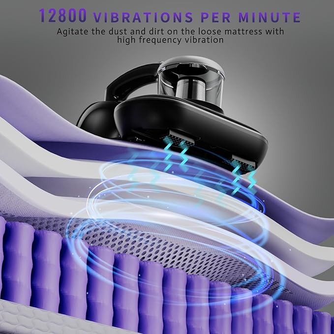 Mattress Vacuum Cleaner, Handheld UV Bed Vacuum Cleaner 16KPa & 12800 - Image 2