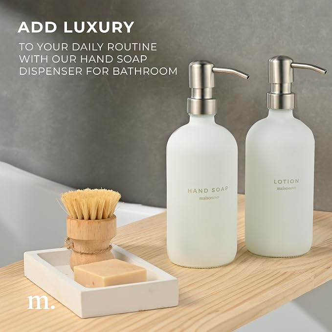 MaisoNovo Soap Dispenser 3-Piece Set | 16.9oz White Bottles - Image 7