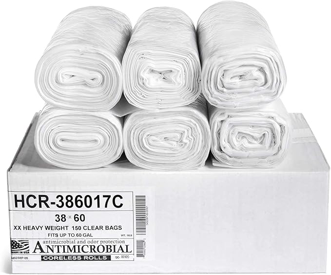 Aluf Plastics High Density Trash Bags, 60 Gallon, 17 Micron, by AlufPlastics