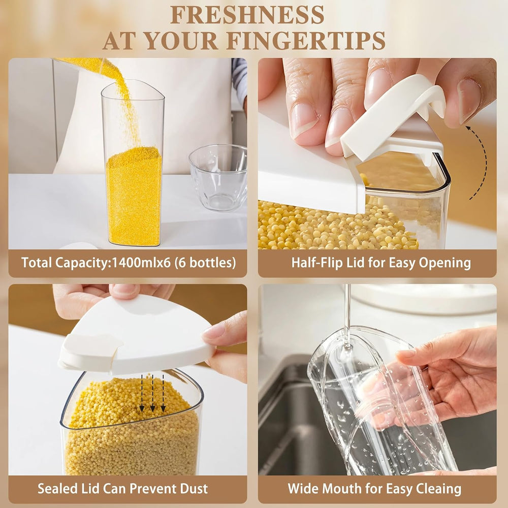 6 Grids Rotating Cereal Dispenser Countertop, 15 lbs Rice Dispenser