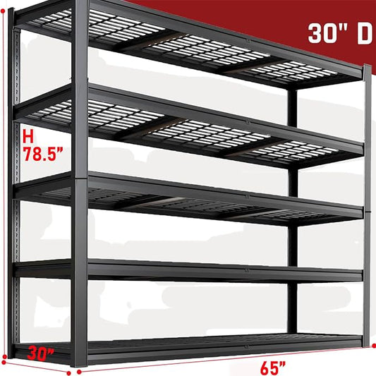 65" W Garage Shelving Heavy Duty, 5 Tier Garage Shelves, Commercial Metal Shelf - Image 2