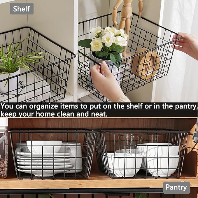 5 Pack Wire Storage Baskets, Premium Pantry Baskets - Image 6