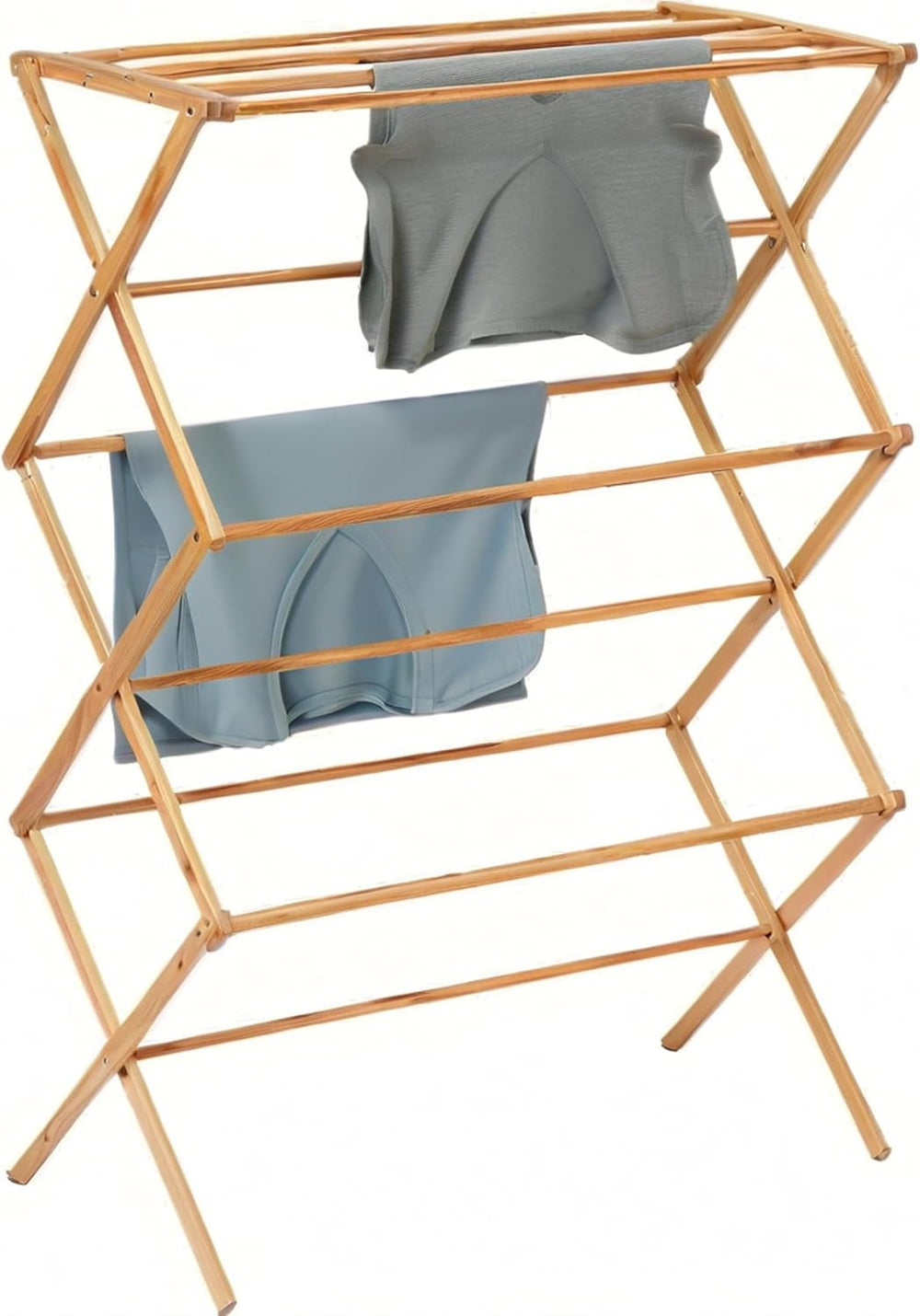 Collapsible Bamboo Drying Rack – Foldable Laundry Drying Stand for Indoor/Out...