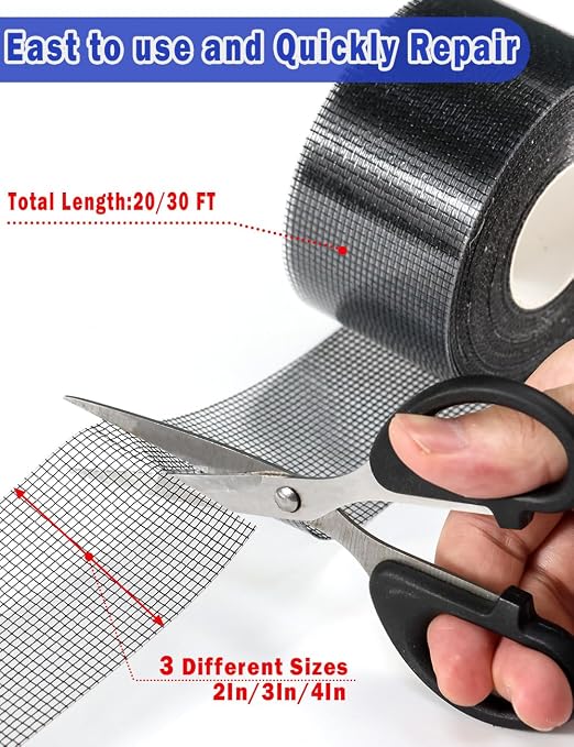 Wohohoho Window Screen Repair Tape, 2 in X 20 FT Black Screen Patch Repair Kit - Image 4