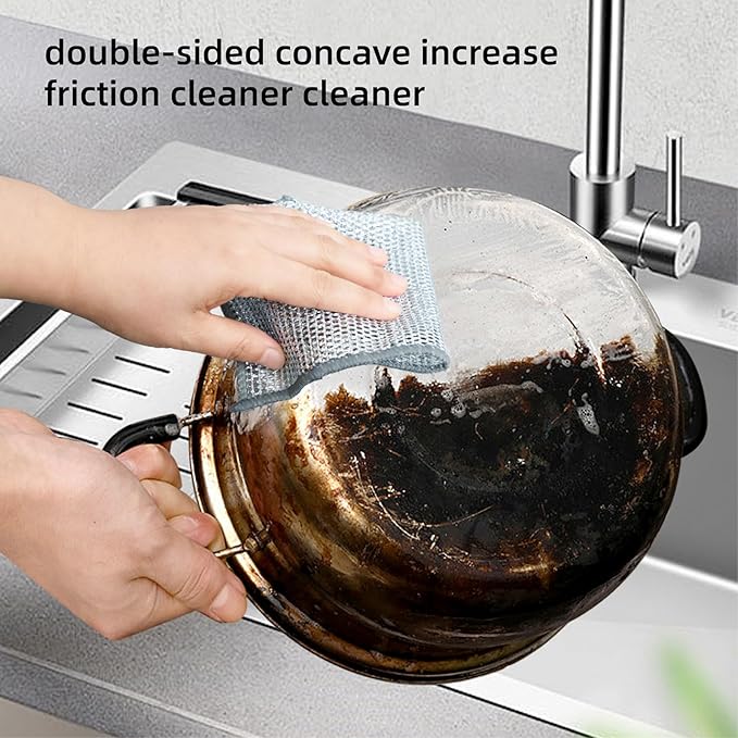5Pcs Non Scratch Wire Dishcloth, Steel Metal Wire Cloth Mesh Miracle Cleaning - Image 5