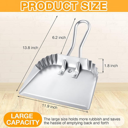 Mumufy 4 Pack 12 inch Heavy Duty Metal Dustpan Large Wide Dust Pans - Image 2