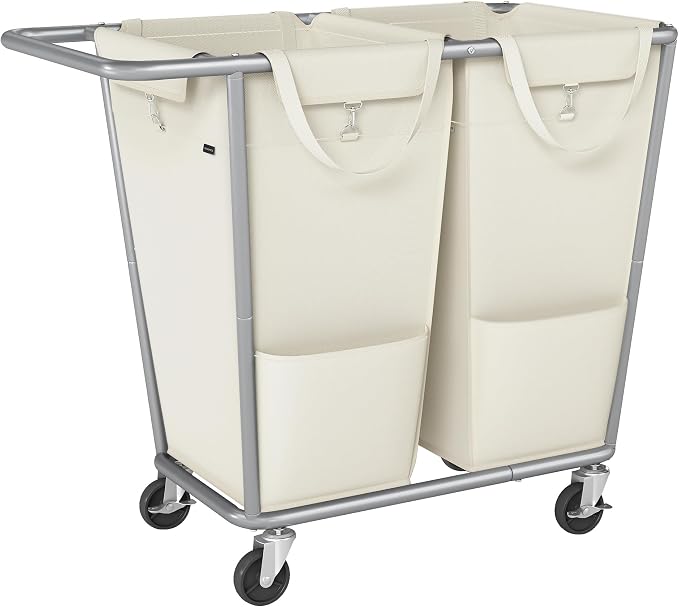 SONGMICS Laundry Basket with Wheels, 50.2 Gallons, 2-Section Rolling Laundry by SONGMICSbySONGMICSHOME