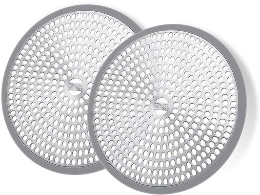 LEKEYE Shower Hair Catcher Drain Protector Strainer-Steel & Silicone 2 Pack by LEKEYE