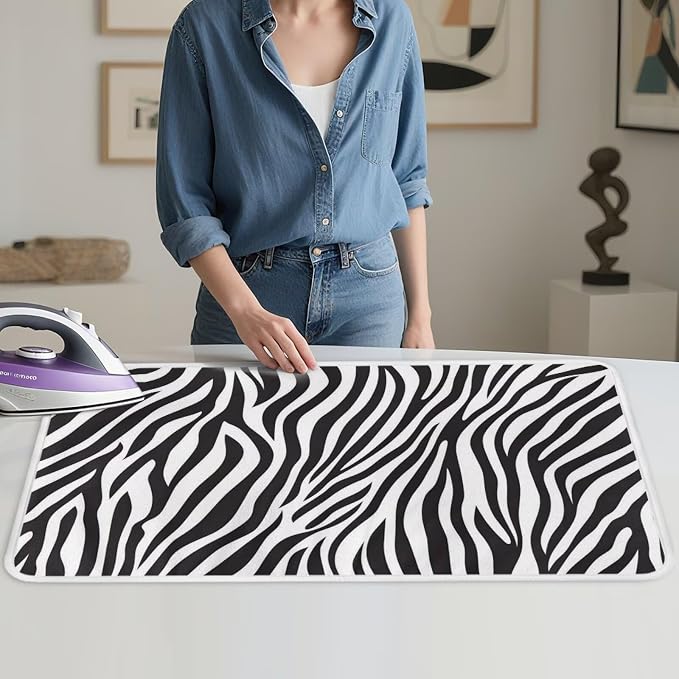 Zebra Print Ironing Mat Portable Iron Pad Magnetic Cover and Padding - Image 4