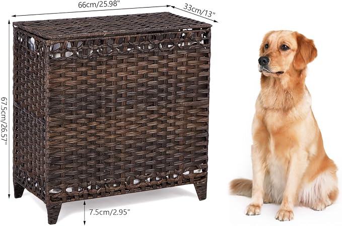 Laundry Hamper with 3 Removable Liner Bags; 132L Handwoven Rattan Laundry - Image 7