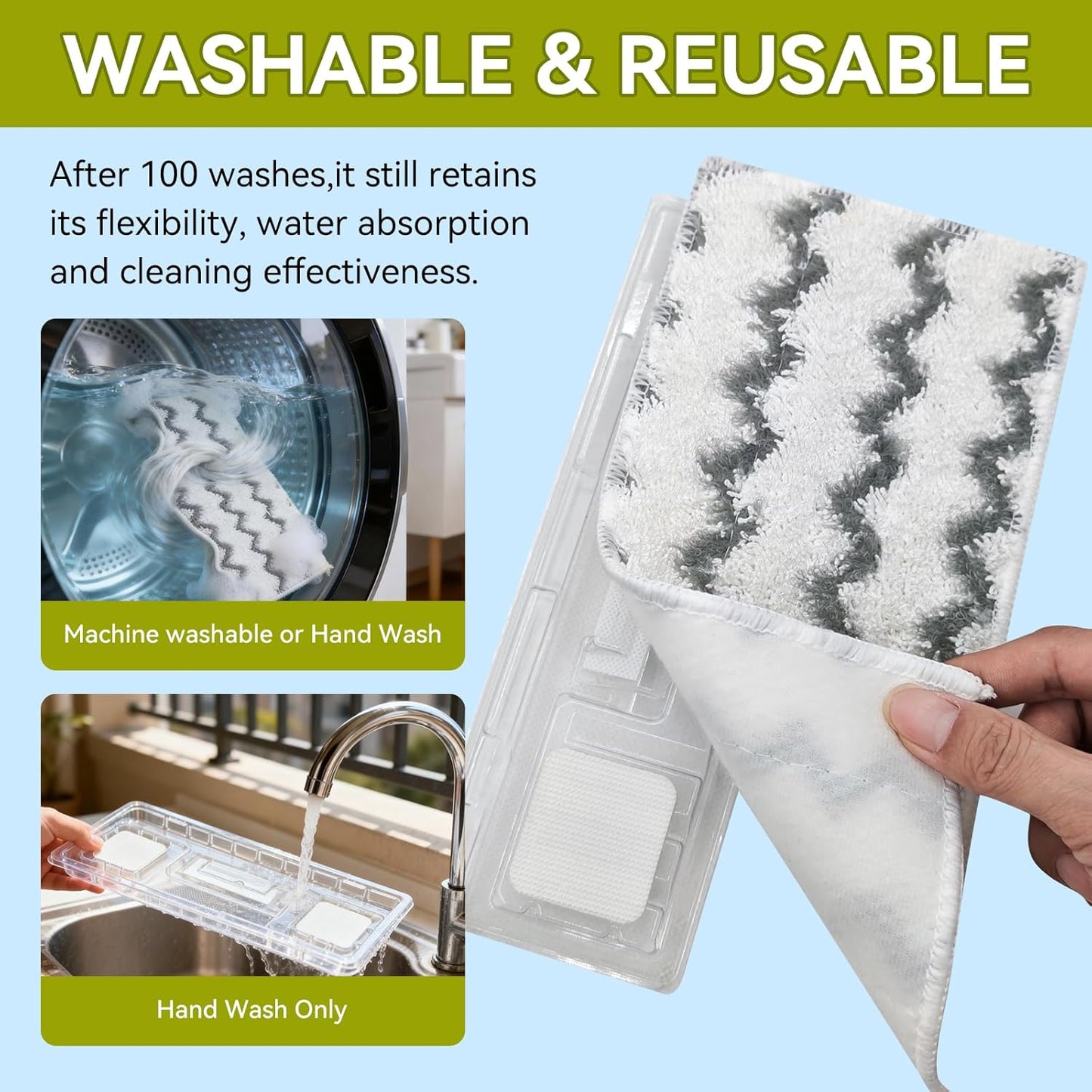 4 Pack for Reusable Shark Vacmop Replacement Pads, for Shark Vacmop Pro Vm252 Vm251 Vm250 Vm200 Vm190 Vc205 Qm250 Vm200p12 Vmp30 Vmp10 Vmp16 Model, for All Hard Floor Cleaning.