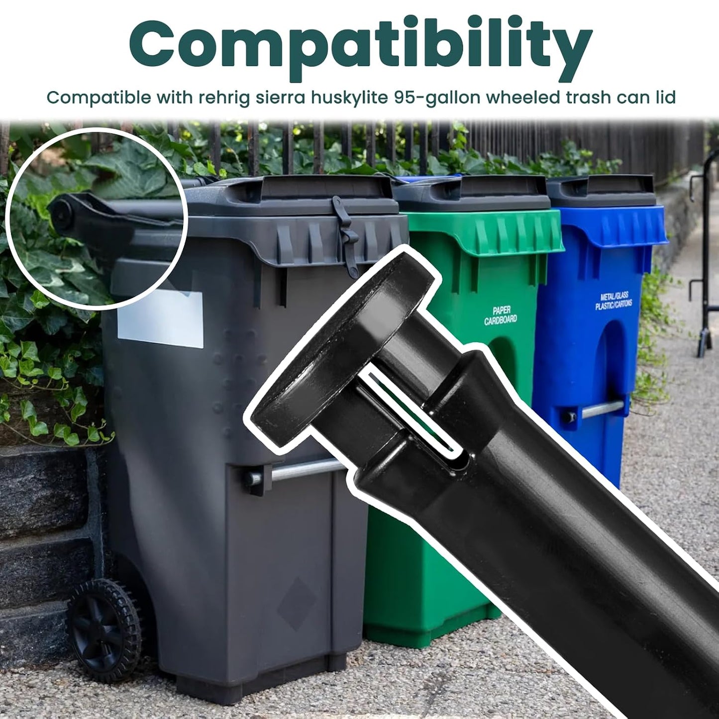 Zookpr 2 Pack Wheelie Trash Can Lid Hinge Pin, Compatible with Rehrig Sierra Huskylite 95-Gallon, Replacement for Household & Commercial Bins