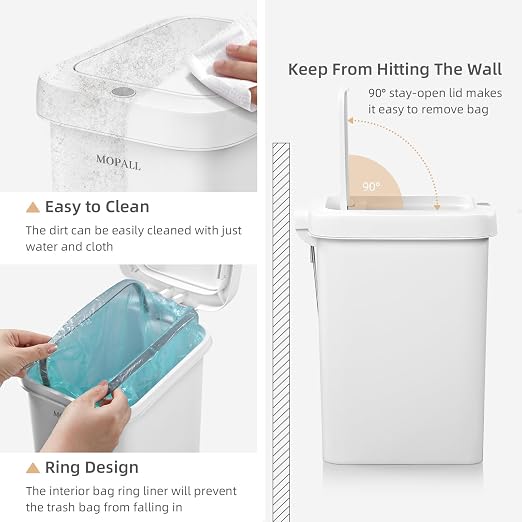 MOPALL Trash Can with Lid, Kitchen Step Trash Can, Garbage Can with Press Top - Image 3