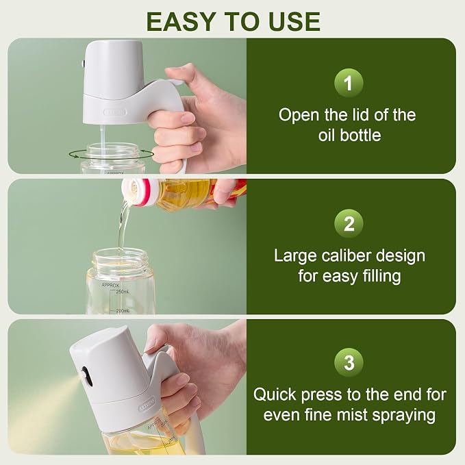 Ultrean Oil Sprayer for Cooking, 10oz/300ml Olive Oil Dispenser Bottle for - Image 5