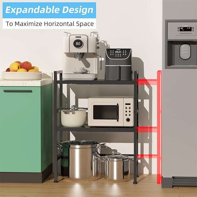 2-Tier Expandable Metal Storage Shelves, 150LBS Heavy Duty Shelving Units and - Image 5