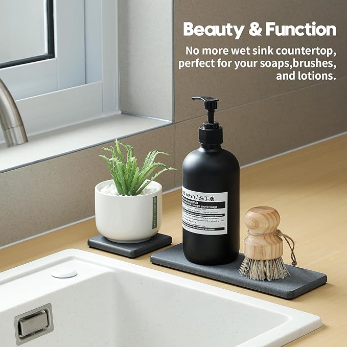 3PCS Water Absorbing Soap Dish Sponge Holder, Diatomite Stone Drying Tray Mat - Image 2