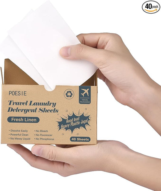 Poesie Travel Laundry Detergent Sheets Fresh Linen 40 Count Liquidless Portable by Poesie
