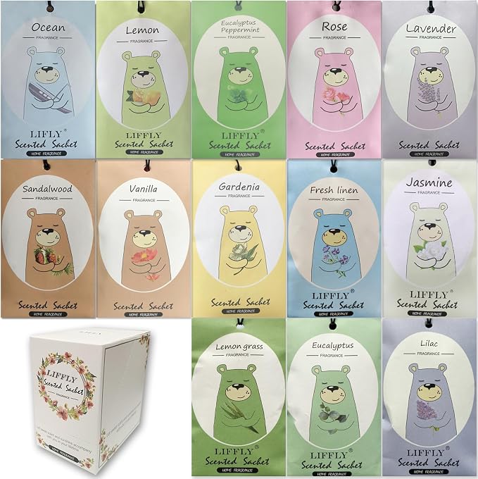 13 Scents Scented Sachets for Drawers and Closets Air Freshener Home Fragrance by LIFFLY