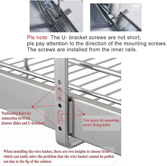 DINDON 2 Tier Pull Out Cabinet Organizer Heavy-Duty Metal Sliding Drawer Shelf - Image 4