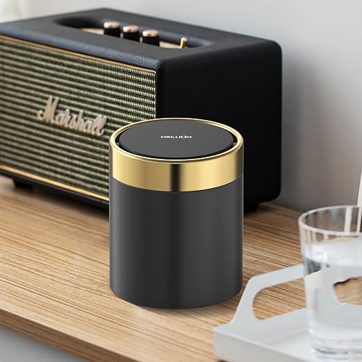 Mini Trash Can with Lid, Desktop Small Trash Can Recycling Bin Cute Metal - Image 4
