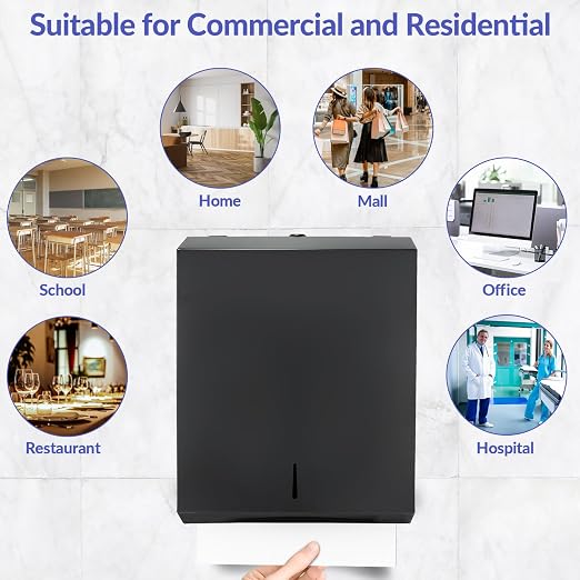 Paper Towel Dispenser Wall Mount, Matte Black Stainless Steel Commercial Paper - Image 6