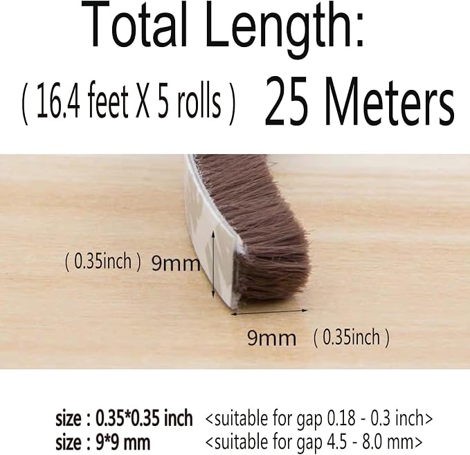 Brush Weatherstrip for Sliding Window Side, Pile Weatherstripping Door Sealers - Image 4