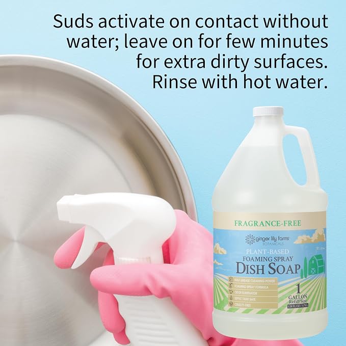 Ginger Lily Farms Botanicals Plant-Based Foaming Spray Dish Soap, Concentrated - Image 4