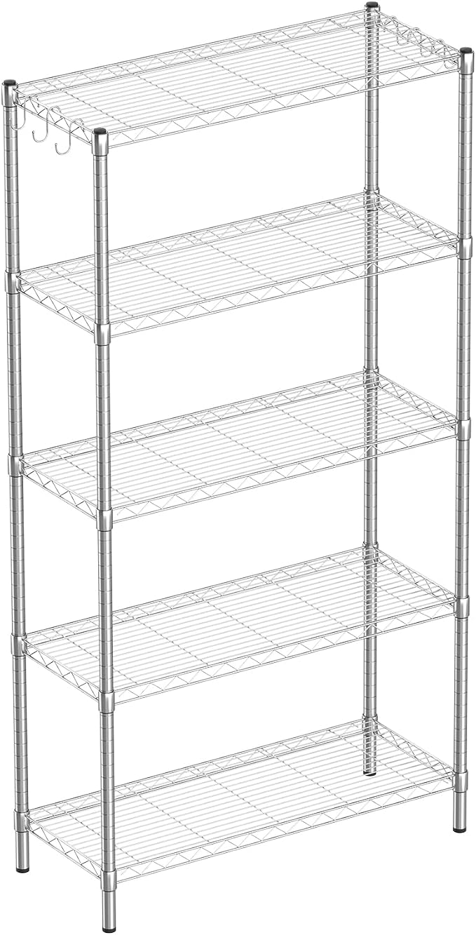 5-Shelf Adjustable Metal Shelf Wire Shelving Unit Storage Rack Display Shelf by GuanRiver