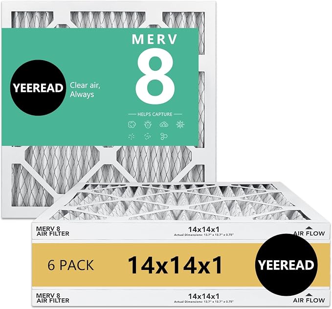 14x14x1 MERV 8 Air Filters 6-Pack, Actual Size 13.7" x 13.7" x 0.75" – by Unknown